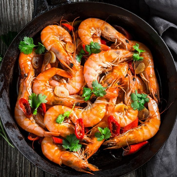 Crevettes sautées à l'ail